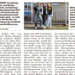 Zeitungsartikel über vier Schülerinnen des Heidbergs, die außerhalb der Schulzeit Profifußballerinnen sind